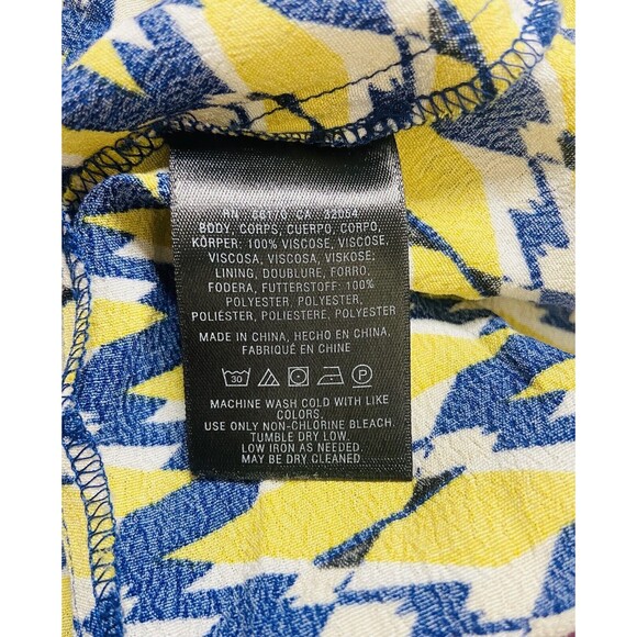 Anthropologie Maeve Dress Size 4 Mirabilis Kimono Sleeve Yellow Blue Geometric - Picture 15 of 16
